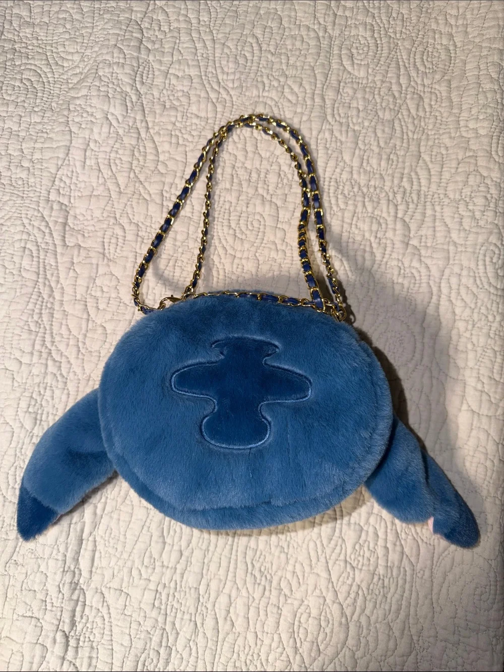 SHEIN Blue Plush Character Crossbody Bag with Pink Ear Accents